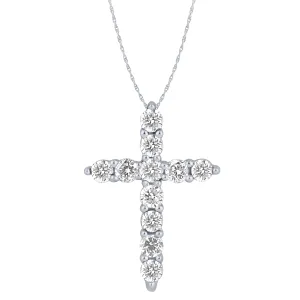 Sterling Silver 1/4Ctw Dia Cross Pendant