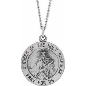 Sterling Silver 18 mm Round Scapular 18" Necklace