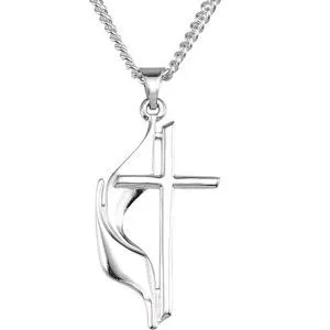 Sterling Silver 19x10 mm Methodist Cross 18" Necklace with Box