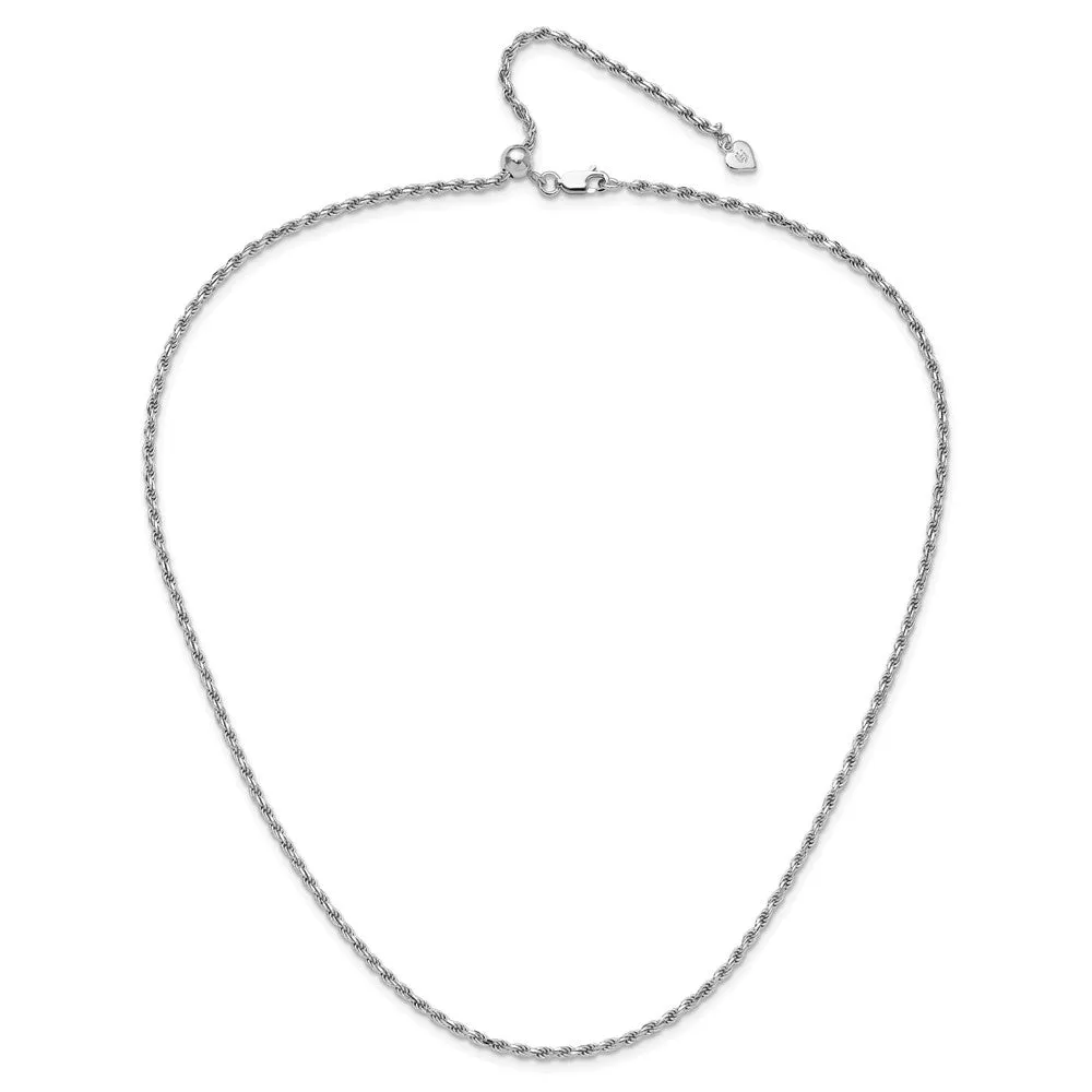 Sterling Silver Adjustable 2.25mm Dimond-cut Rope Chain