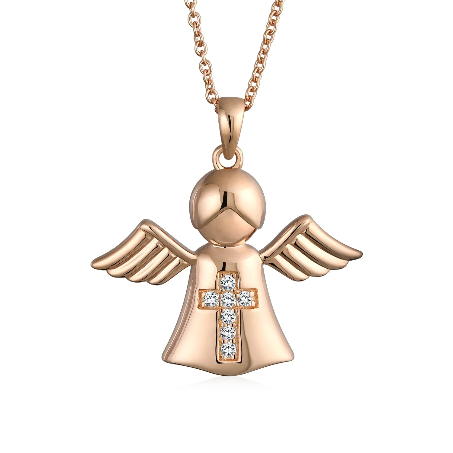 Sterling Silver Angel Cross Pendant Necklace with Bible Photo Locket Keepsake