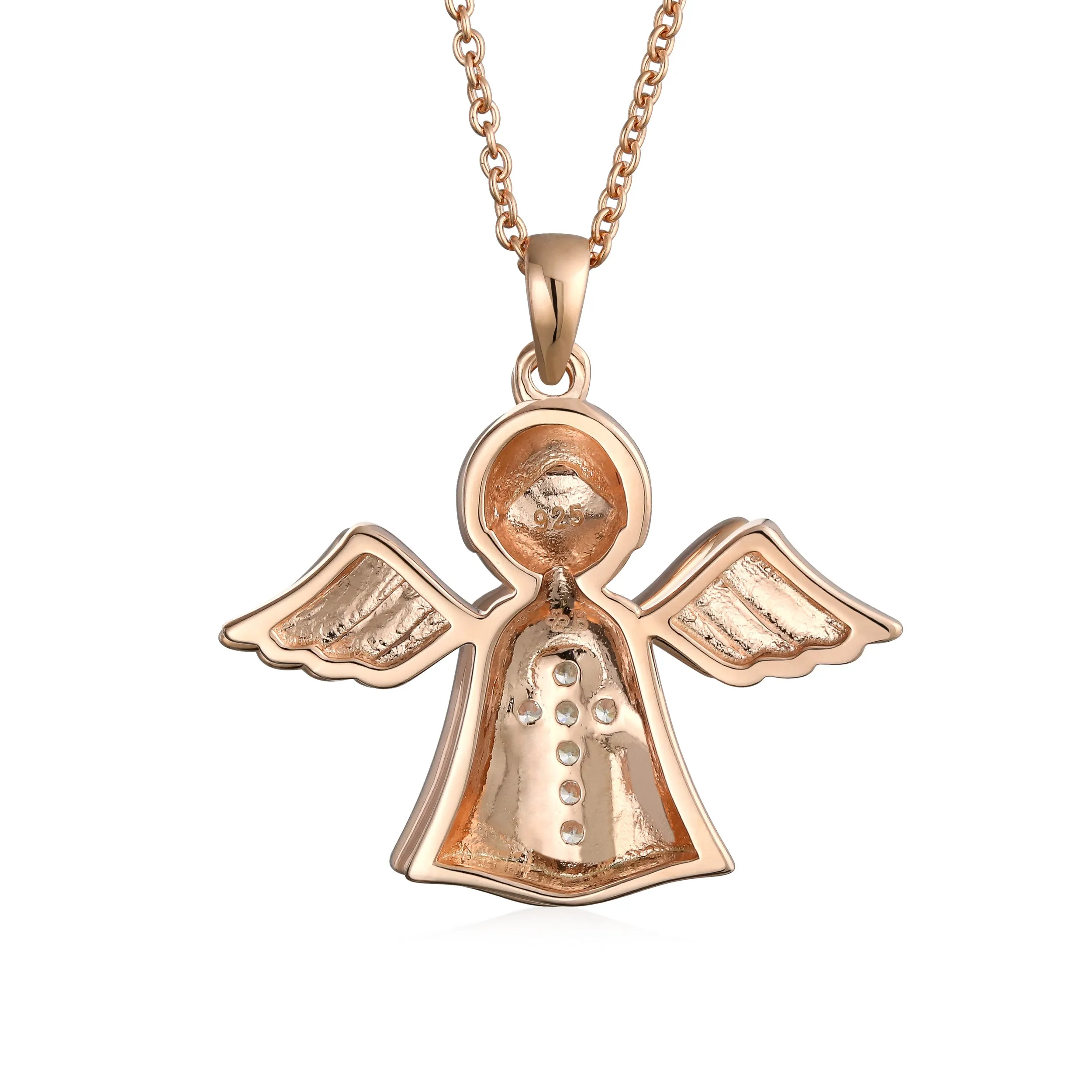 Sterling Silver Angel Cross Pendant Necklace with Bible Photo Locket Keepsake