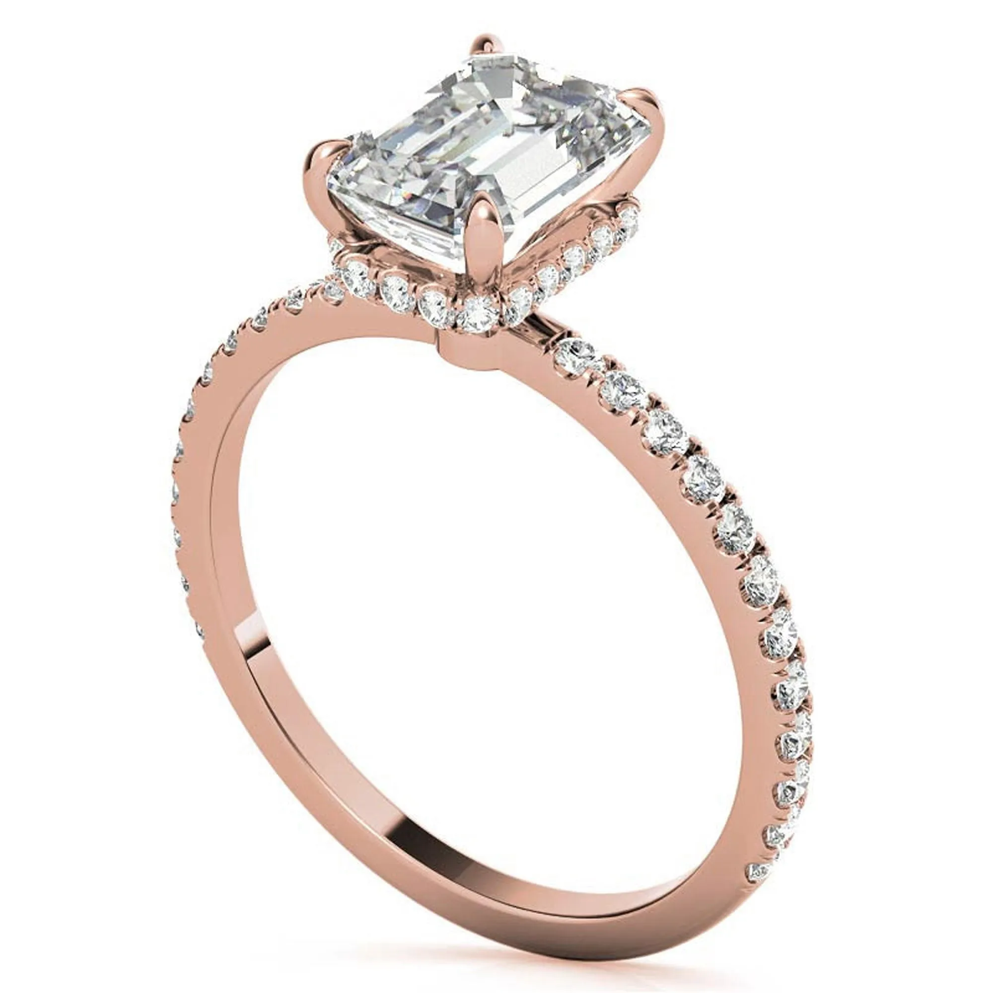 Sterling Silver Radiant Cut Adjustable Minimalist Style Rose Gold Ring Perfect for Engagement