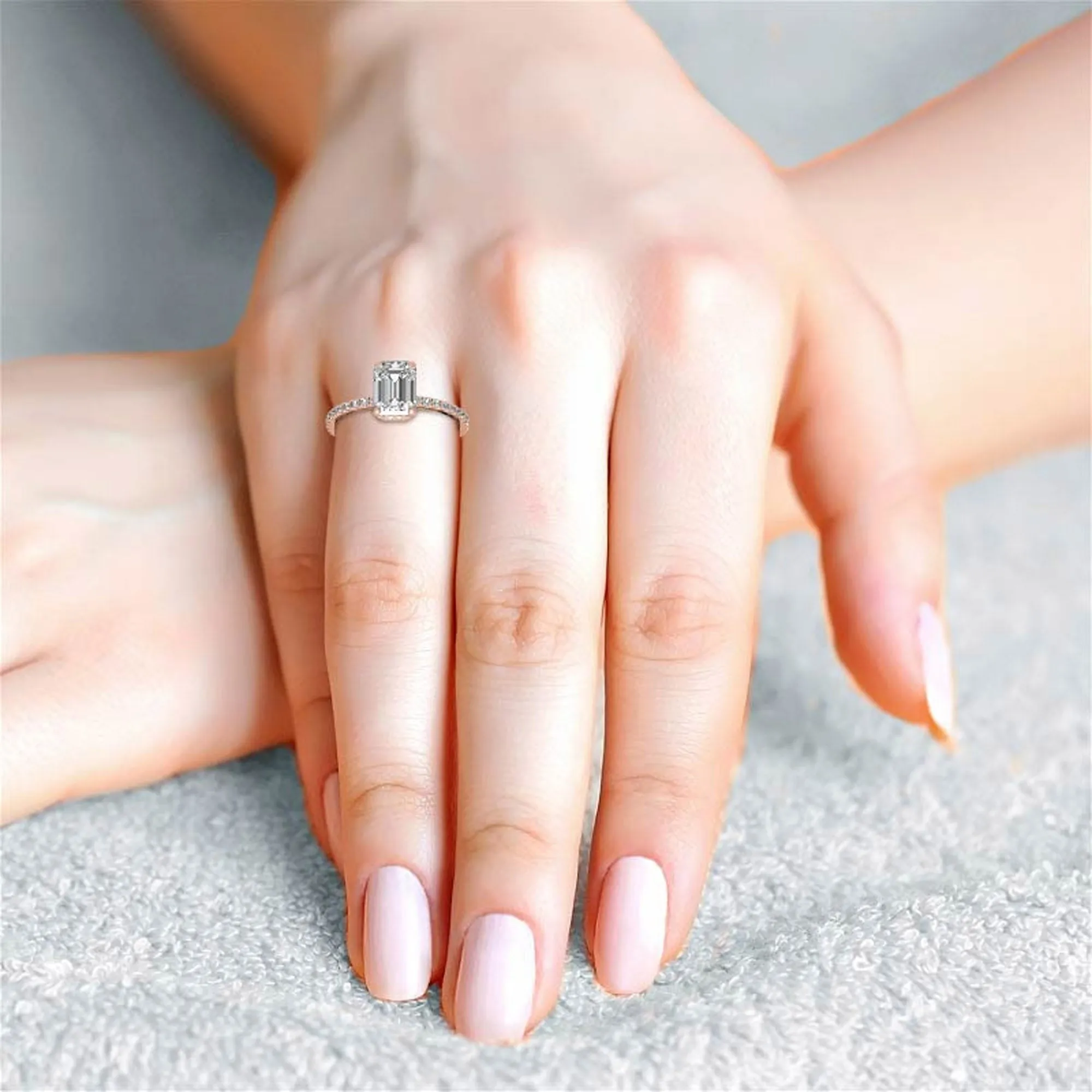 Sterling Silver Radiant Cut Adjustable Minimalist Style Rose Gold Ring Perfect for Engagement