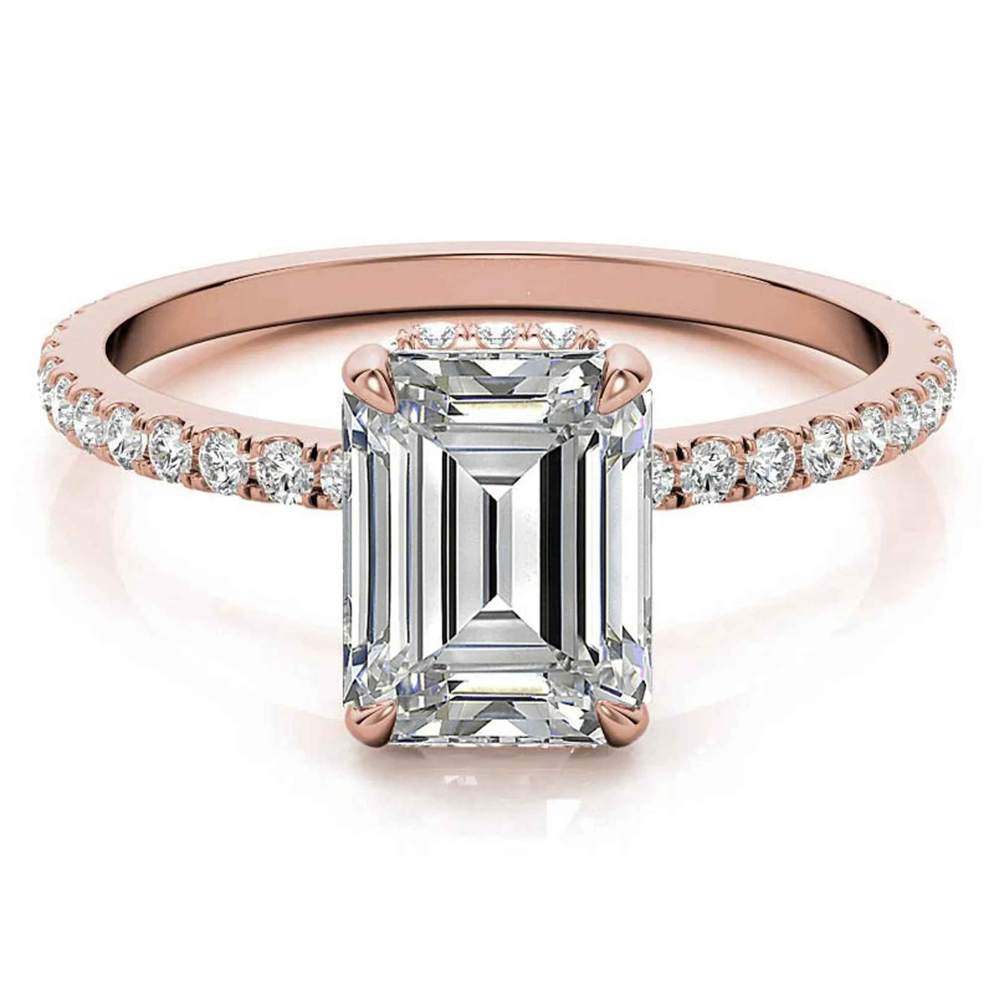 Sterling Silver Radiant Cut Adjustable Minimalist Style Rose Gold Ring Perfect for Engagement