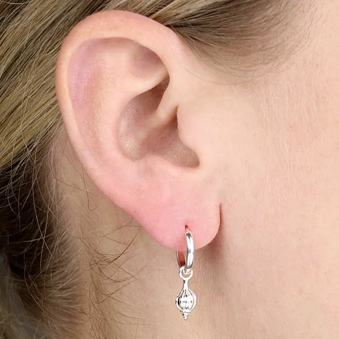 Sterling Silver Shell Hoop Earrings