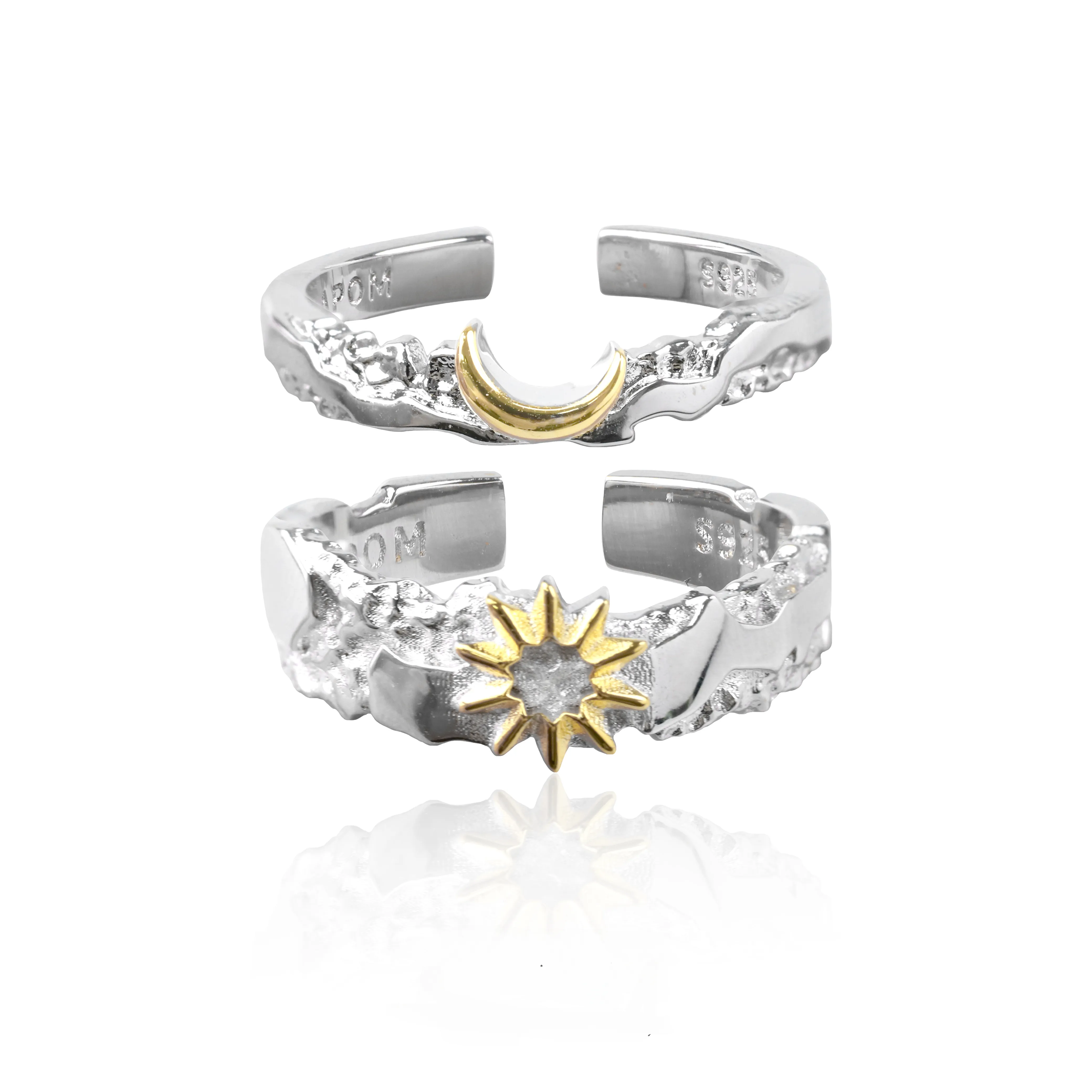 Sterling Silver Sun & Moon Couple Rings