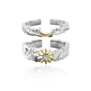 Sterling Silver Sun & Moon Couple Rings