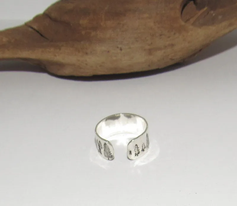 Sterling silver Trees Inspirational Ring, Nature Inspirational Ring, Personalized Hand Stamped Ring,  Forest Hand Stamped Ring