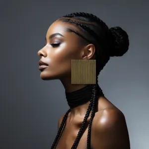 Striped Square Earrings / Gold