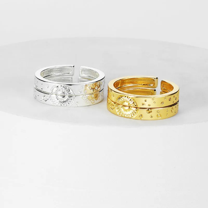 Sun and Moon Couple Rings Matching Ring Adjustable Ring Jewelry Gift for Lovers