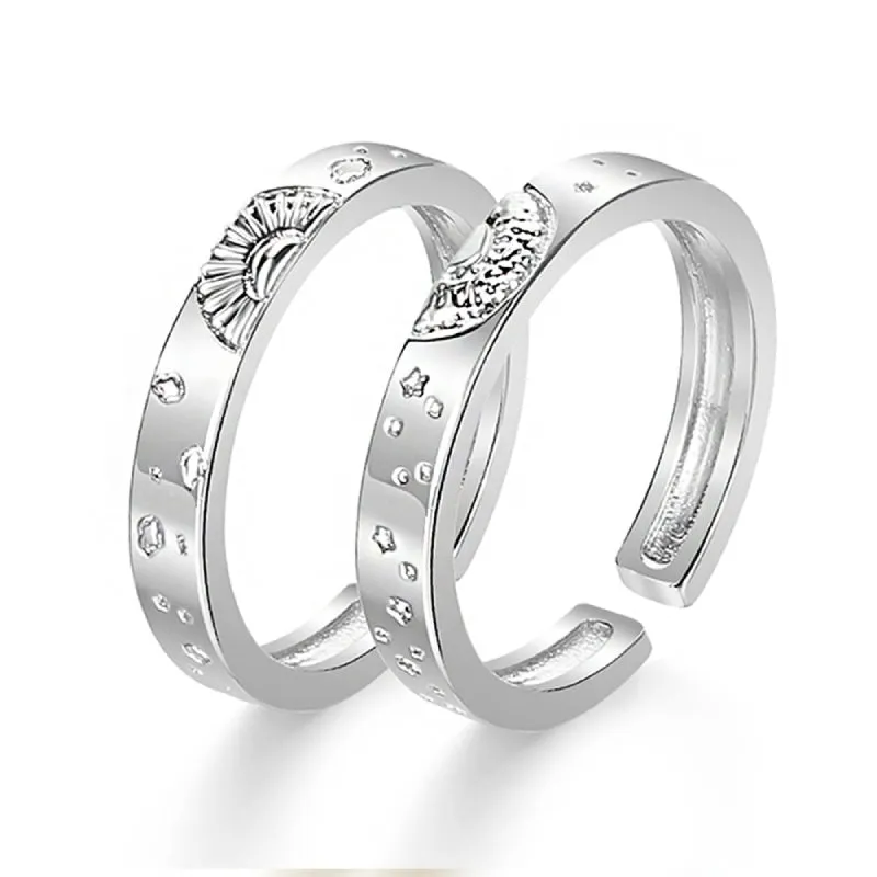 Sun and Moon Couple Rings Matching Ring Adjustable Ring Jewelry Gift for Lovers