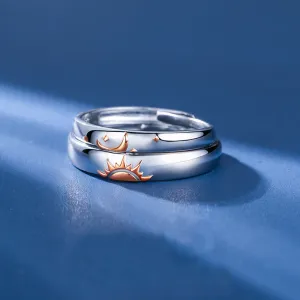 Sun and Moon Promise Ring Matching Couple Rings Adjustable Ring Gifts for Her or Him