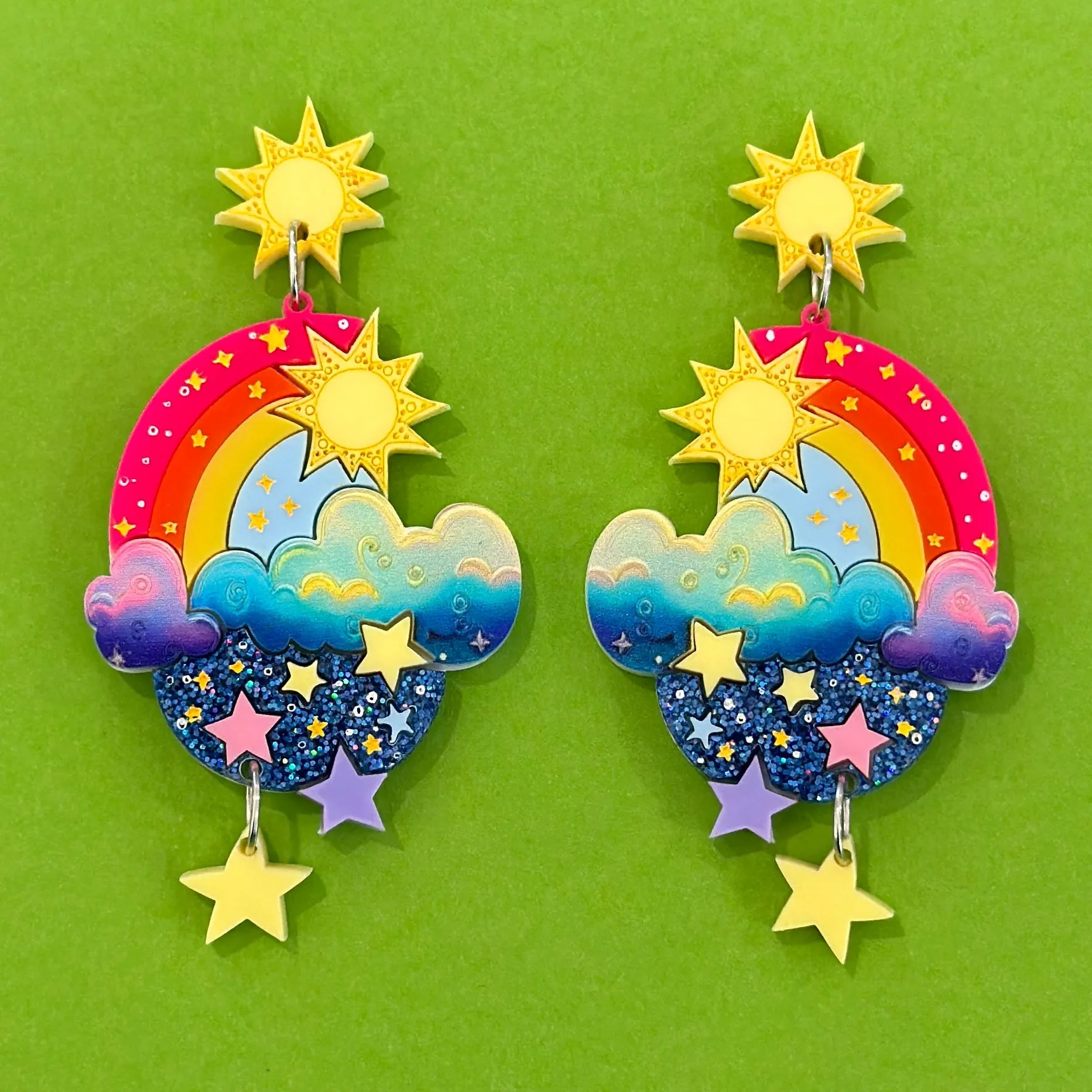 Sun Rainbow  ☀️ 🌈 - earrings - Set of 2