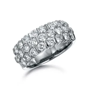 SUWA Platinum Bar Set Diamond Three Row Ring