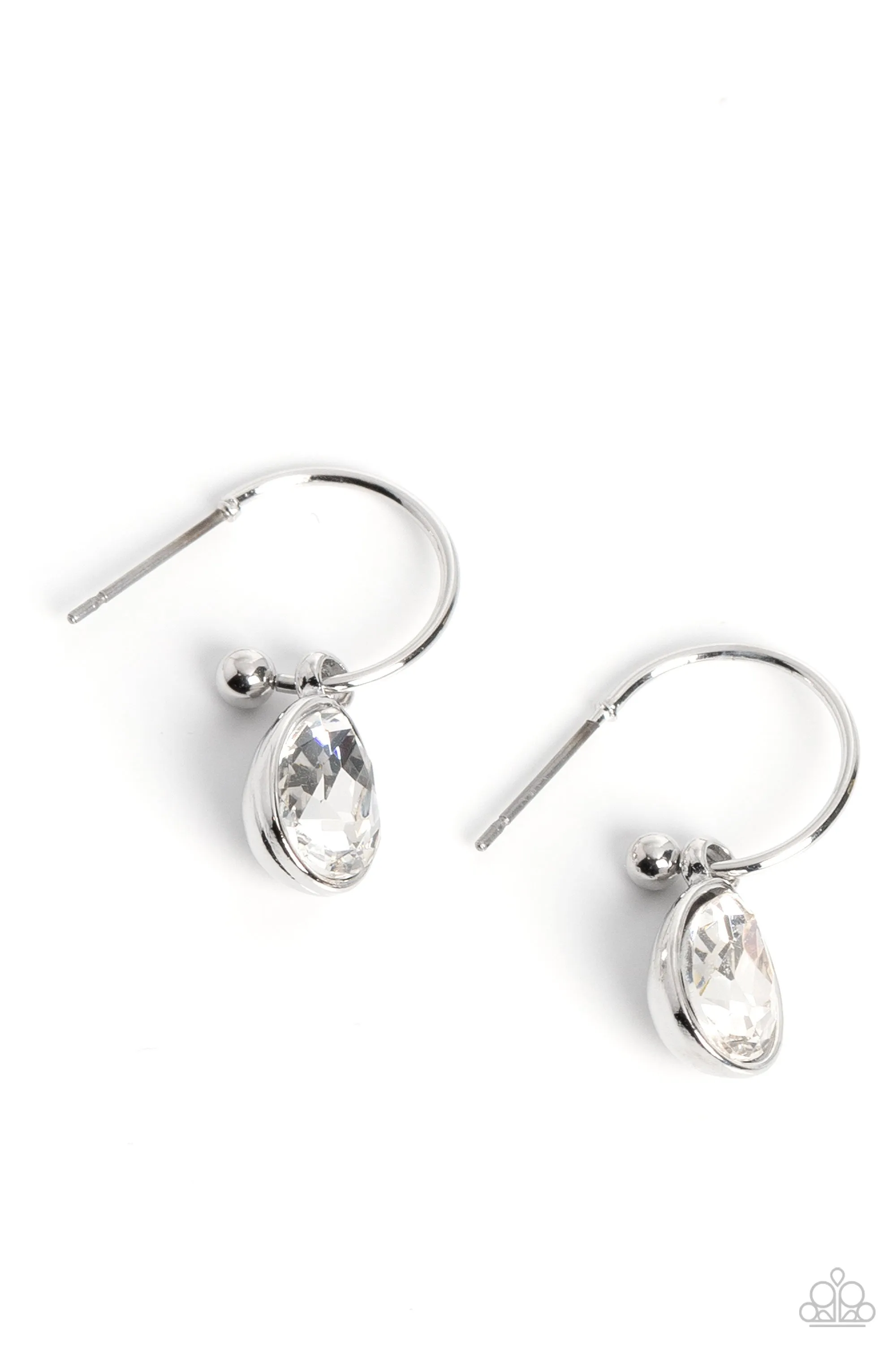 Teardrop Tassel White Hoop Earrings Paparazzi