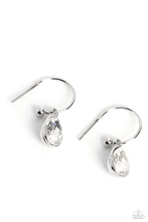 Teardrop Tassel White Hoop Earrings Paparazzi