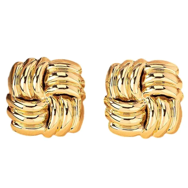 Temperament Square Texture Personality Trend Fashion Women Stud Earrings Simple Party Gifts Jewelry Exquisite Accessories