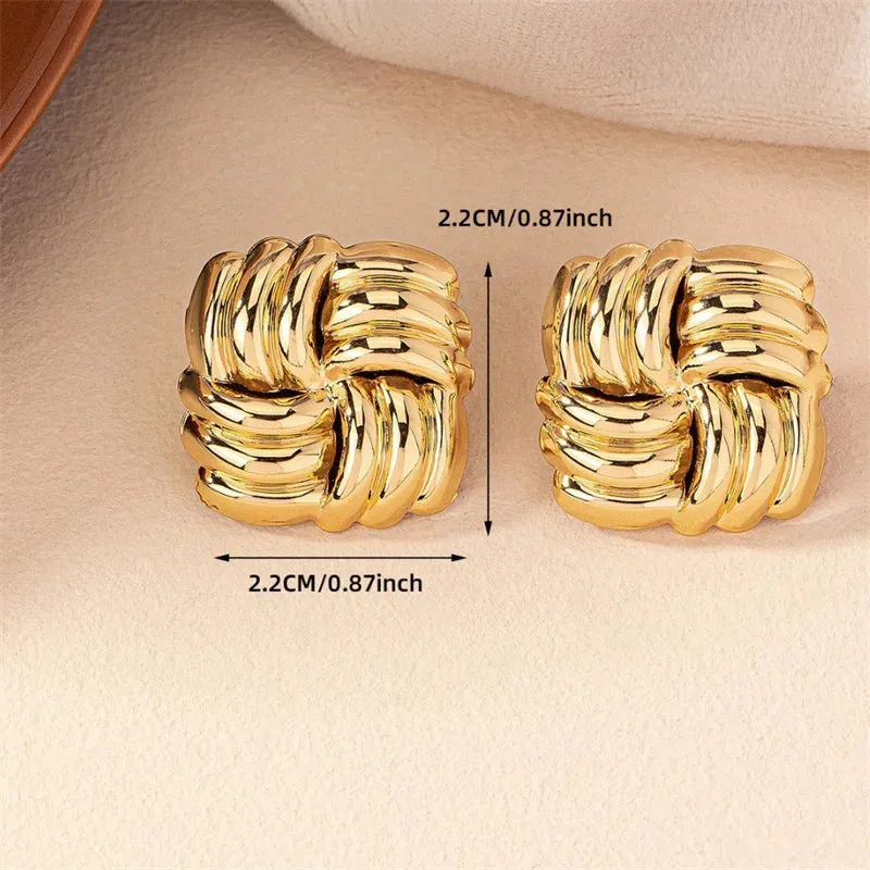 Temperament Square Texture Personality Trend Fashion Women Stud Earrings Simple Party Gifts Jewelry Exquisite Accessories
