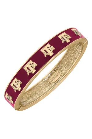 Texas A & M Enamel Hinge Bracelet-Maroon