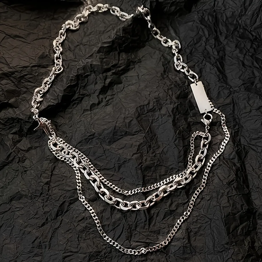 Titanium Steel Chain Necklace with Cross Pendant for Men - Preppy Style