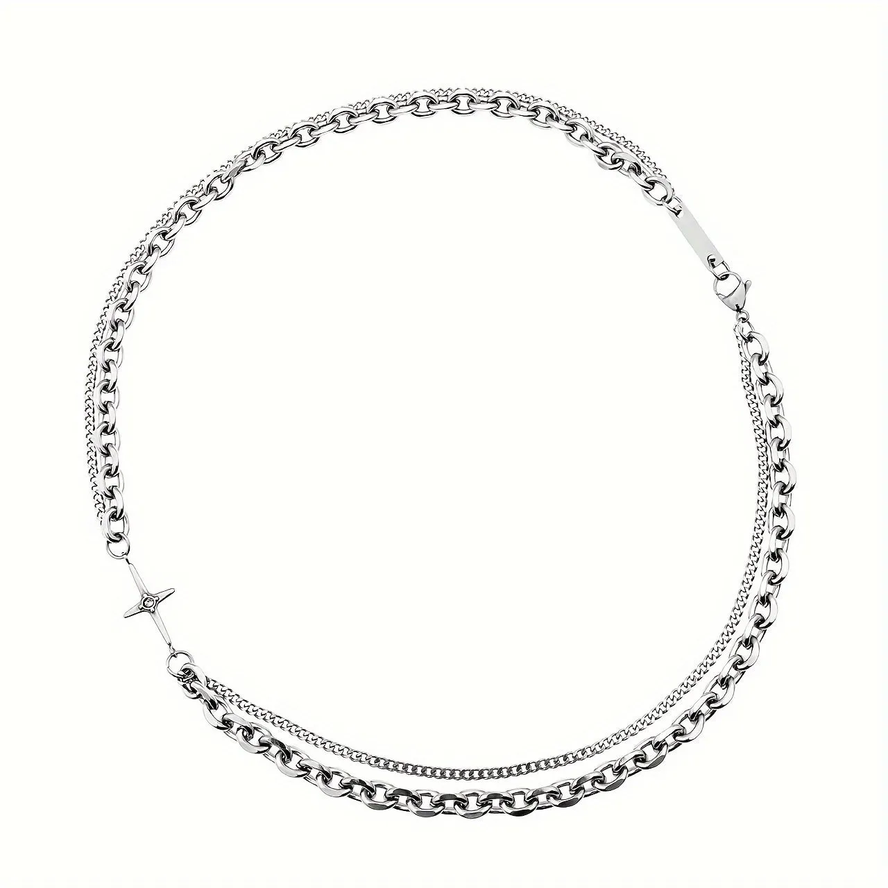 Titanium Steel Chain Necklace with Cross Pendant for Men - Preppy Style
