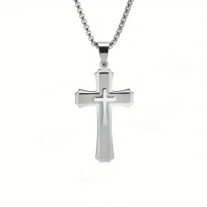 Titanium Steel Cross Pendant Necklace Men's Necklace Gift