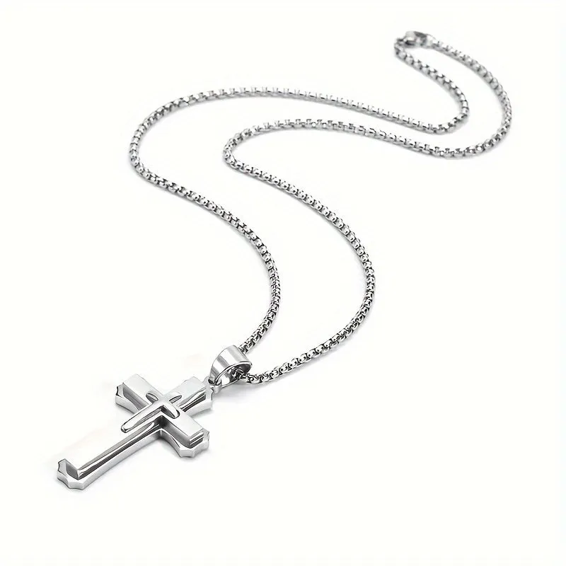 Titanium Steel Cross Pendant Necklace Men's Necklace Gift