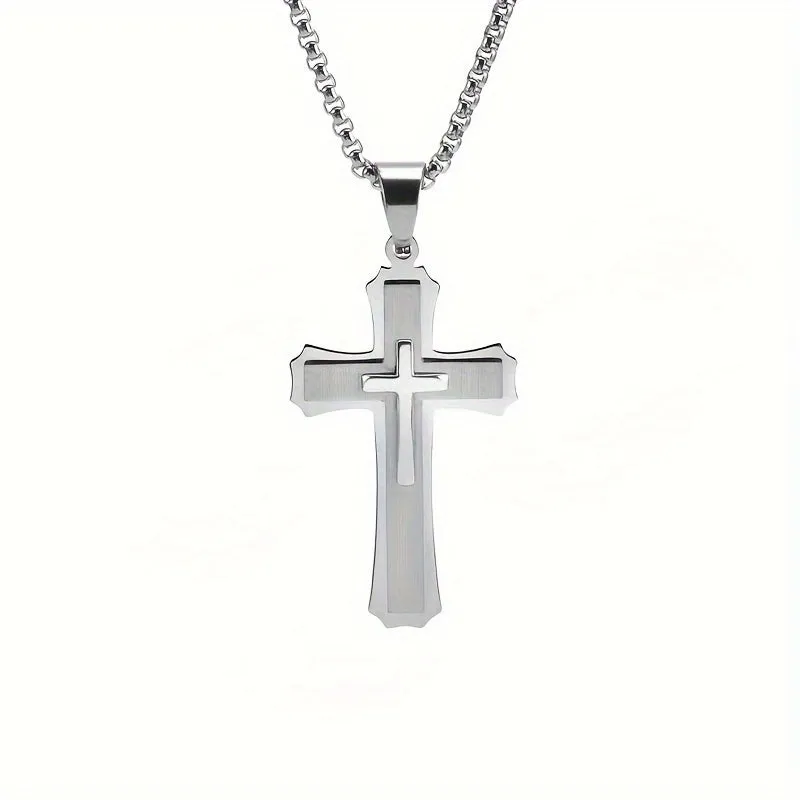 Titanium Steel Cross Pendant Necklace Men's Necklace Gift