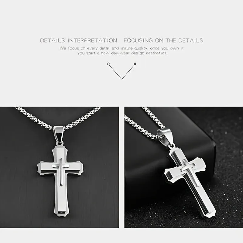 Titanium Steel Cross Pendant Necklace Men's Necklace Gift