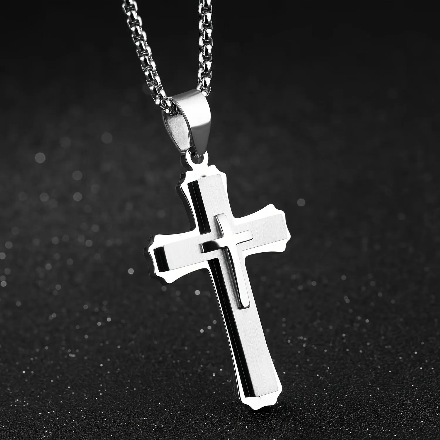 Titanium Steel Cross Pendant Necklace Men's Necklace Gift
