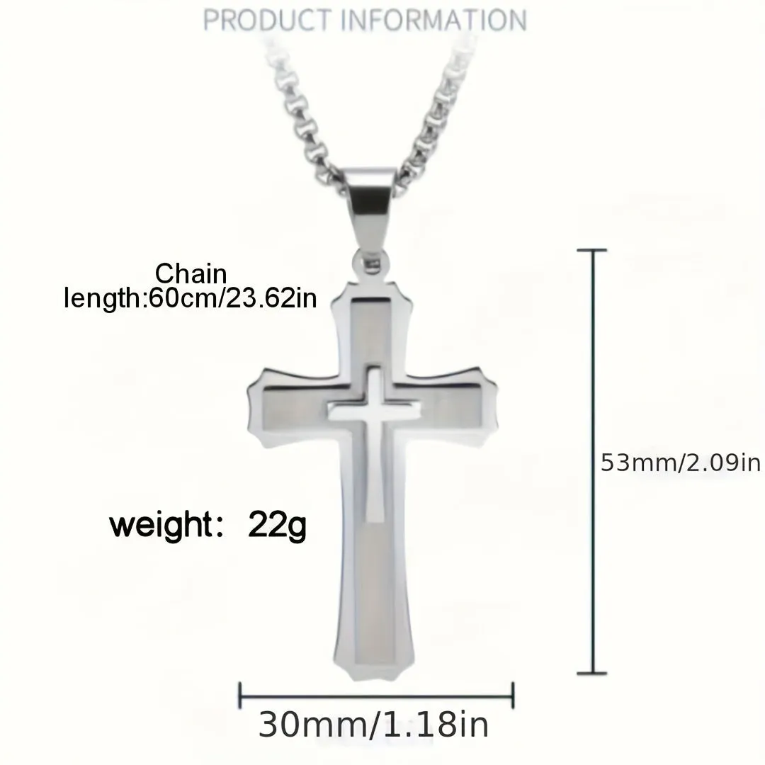 Titanium Steel Cross Pendant Necklace Men's Necklace Gift
