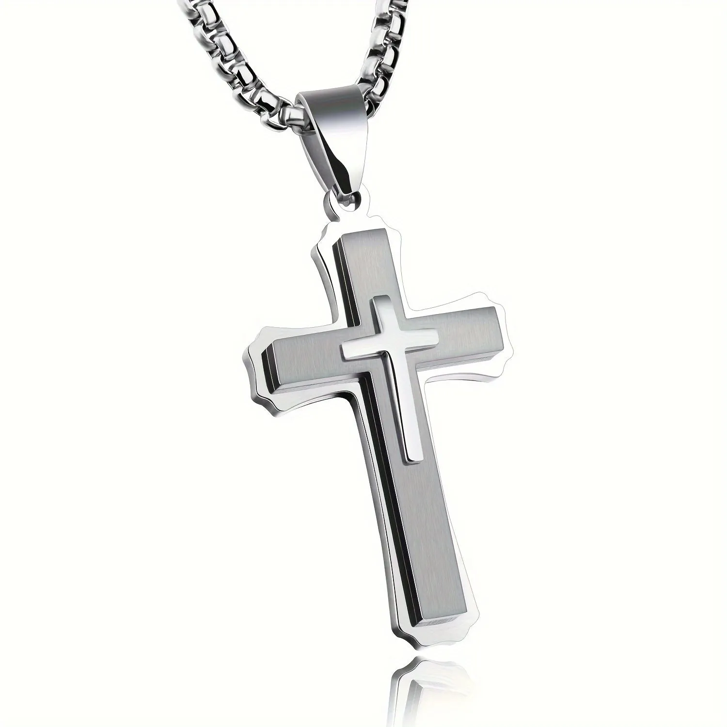 Titanium Steel Cross Pendant Necklace Men's Necklace Gift