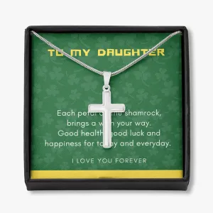 To Daughter, Shamrock Blessing- Cross Necklace