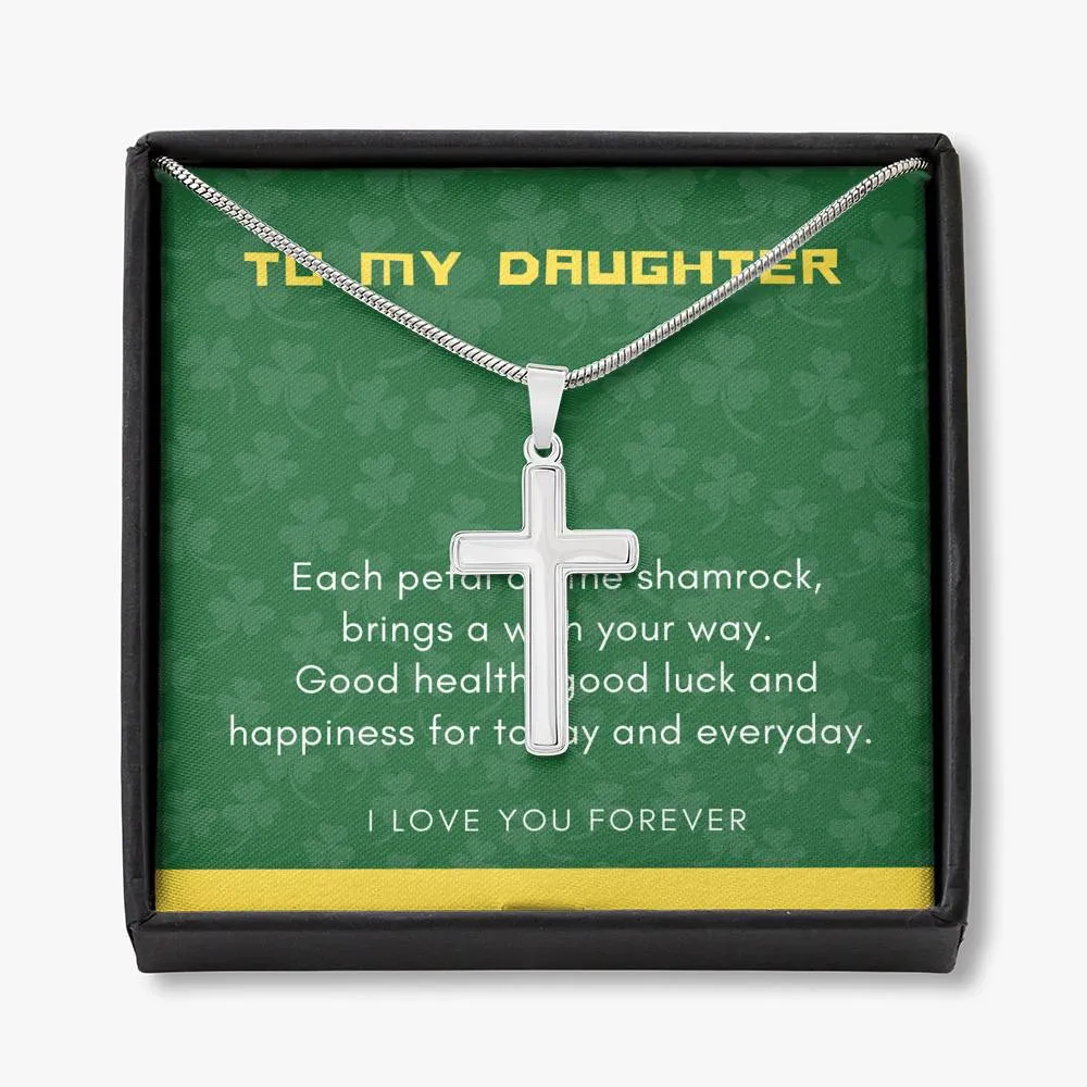 To Daughter, Shamrock Blessing- Cross Necklace
