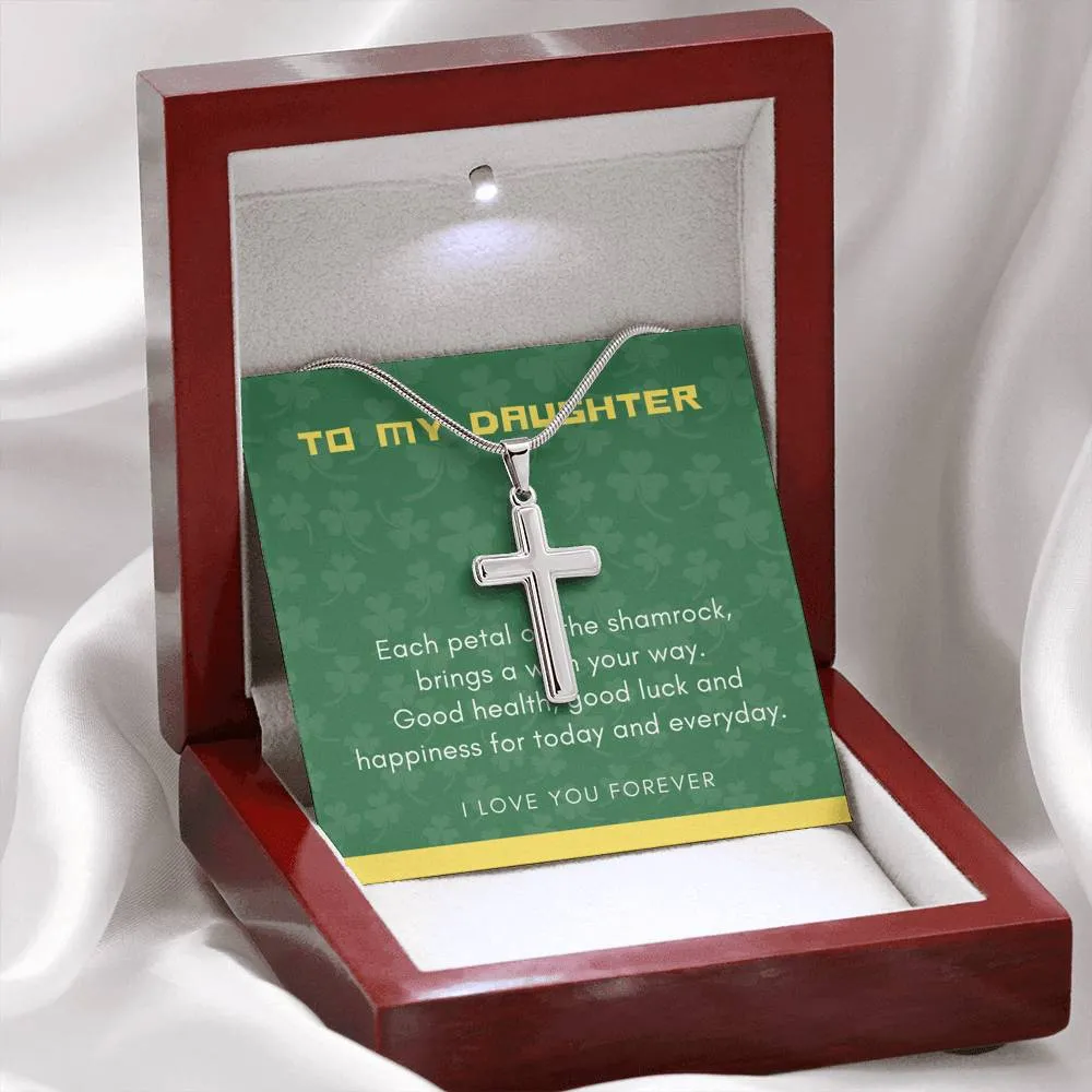 To Daughter, Shamrock Blessing- Cross Necklace