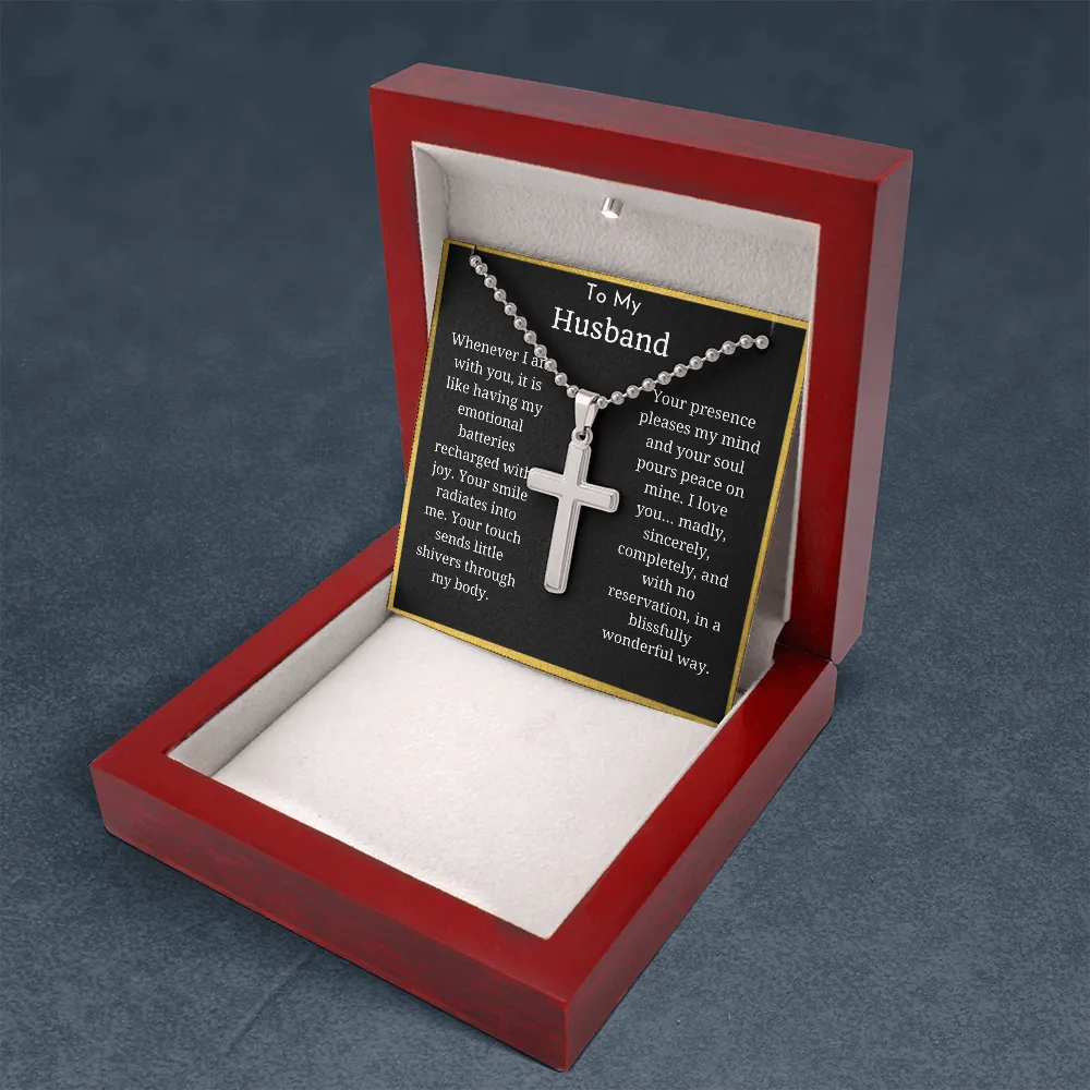 To My Husband Ball Chain Cross Necklace