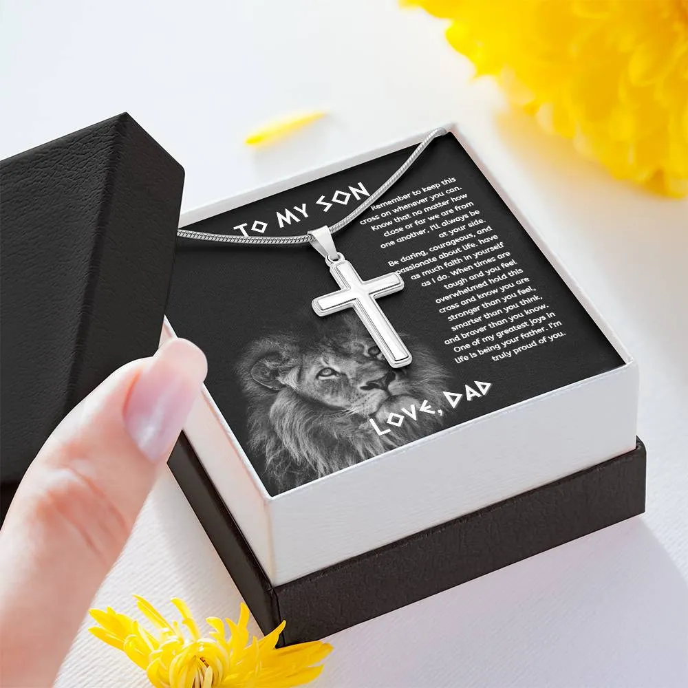 To My Son From Dad, Son Gifts from Mom and Dad, Father and Son Necklace, Birthday Gift For My Son Graduation Christmas Faith Cross Necklace Gift
