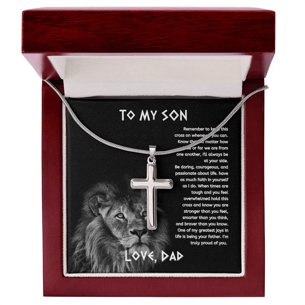 To My Son From Dad, Son Gifts from Mom and Dad, Father and Son Necklace, Birthday Gift For My Son Graduation Christmas Faith Cross Necklace Gift