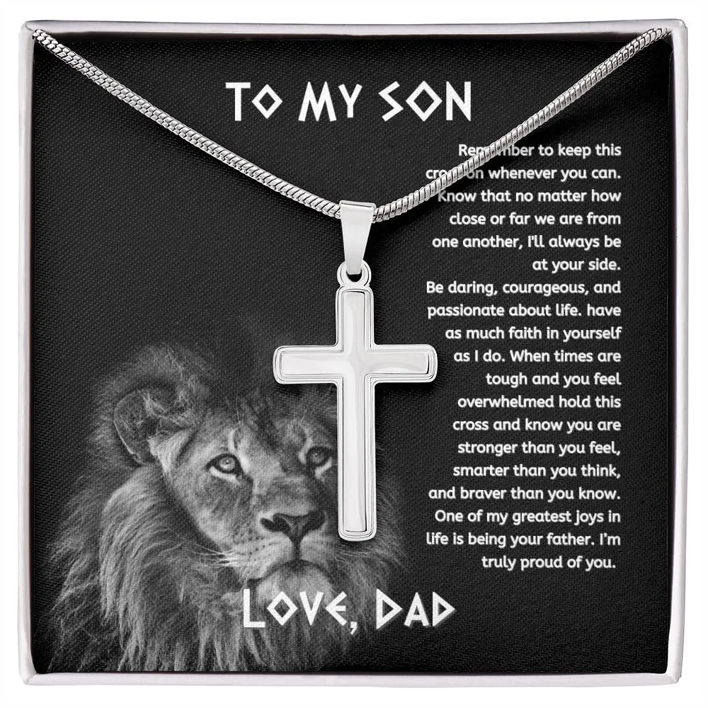 To My Son From Dad, Son Gifts from Mom and Dad, Father and Son Necklace, Birthday Gift For My Son Graduation Christmas Faith Cross Necklace Gift