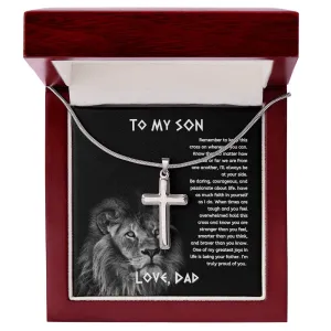 To My Son From Dad, Son Gifts from Mom and Dad, Father and Son Necklace, Birthday Gift For My Son Graduation Christmas Faith Cross Necklace Gift