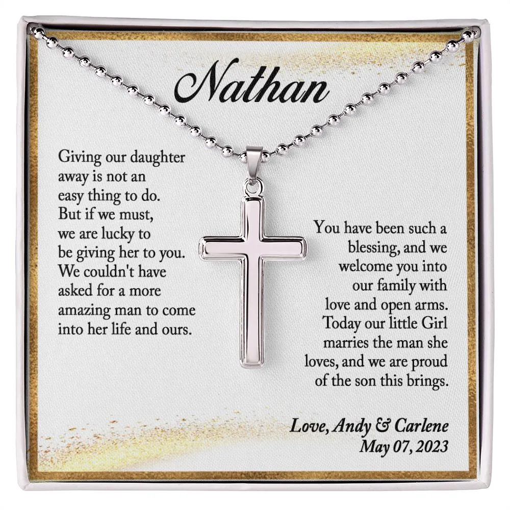 To Our Son-In-Law Gift on Wedding Day, Gift for Groom from Mother and Father In Law (Ball Chain)