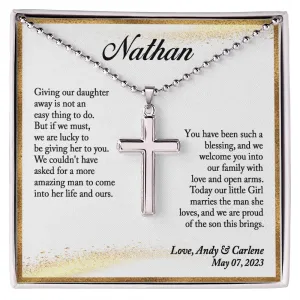 To Our Son-In-Law Gift on Wedding Day, Gift for Groom from Mother and Father In Law (Ball Chain)