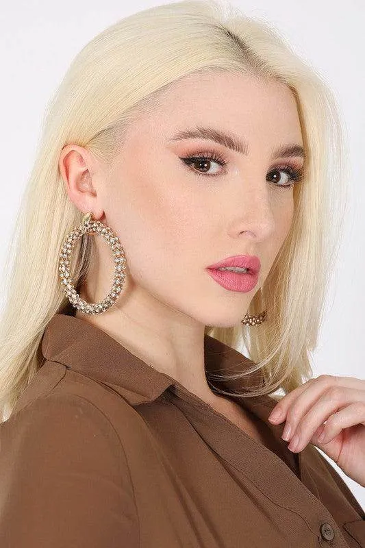 Trendy Rhinestone Hoop Earrings