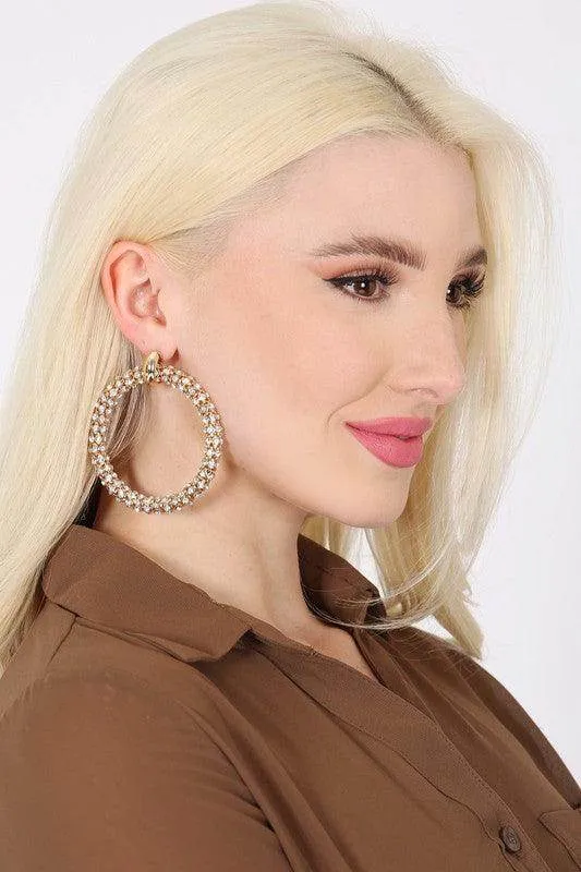 Trendy Rhinestone Hoop Earrings
