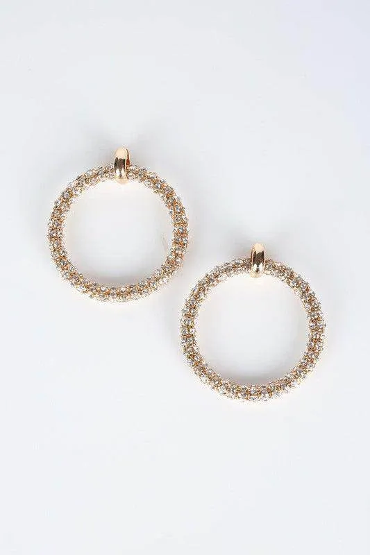 Trendy Rhinestone Hoop Earrings