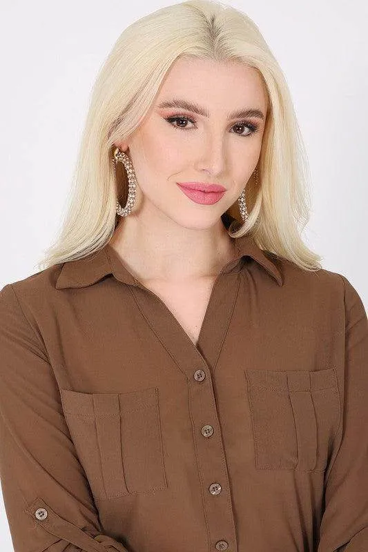 Trendy Rhinestone Hoop Earrings
