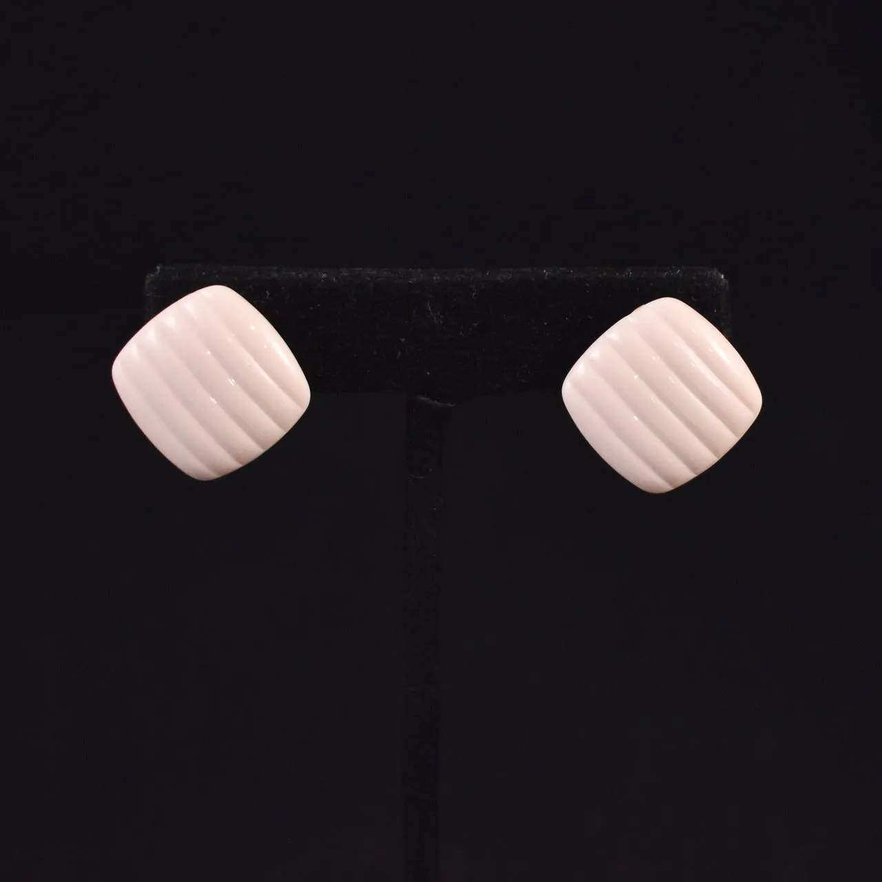 Trifari Cream Square Earrings