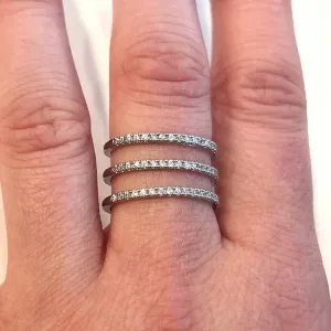 Triple Crystal Bar Ring Silver
