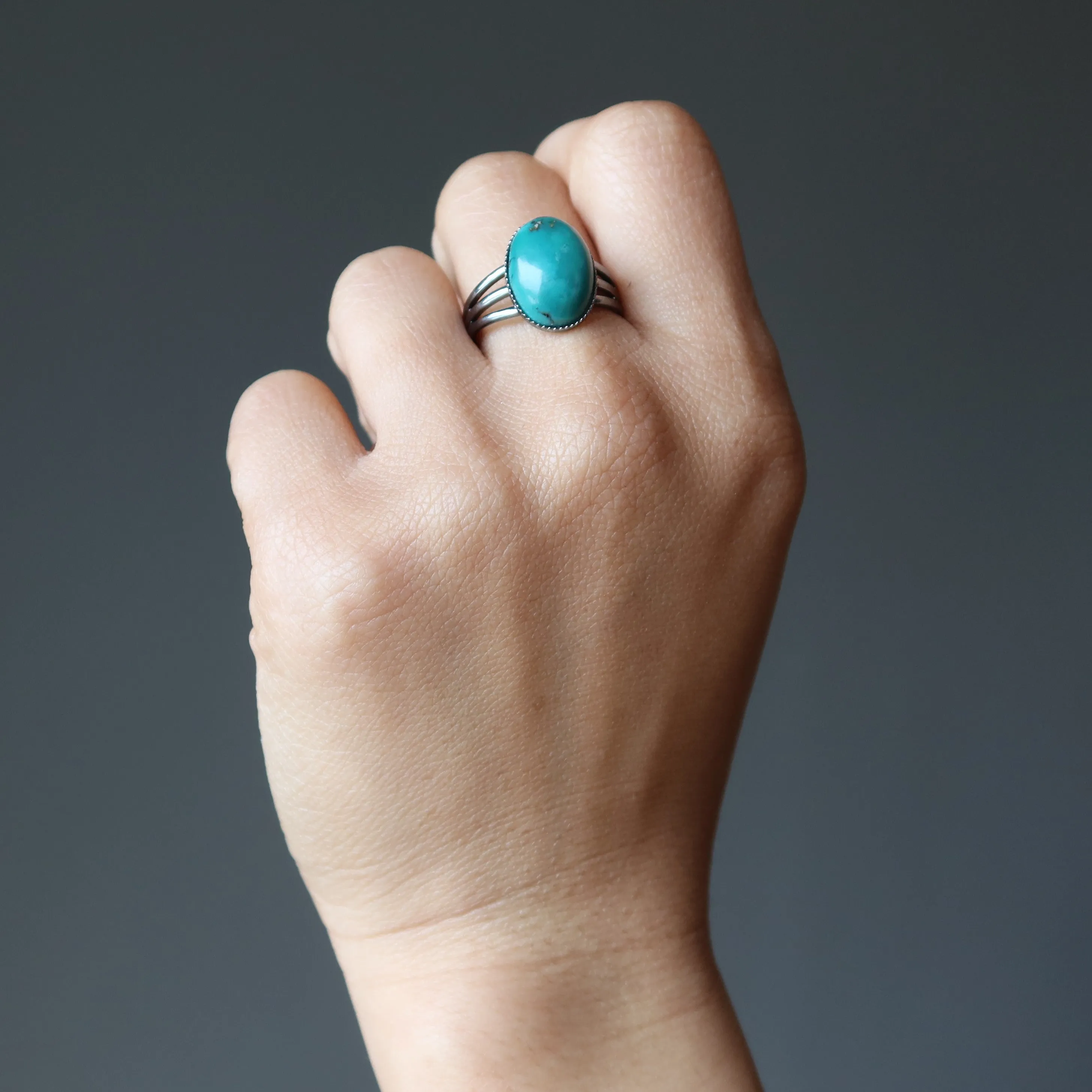 Turquoise Ring Adjustable Gunmetal